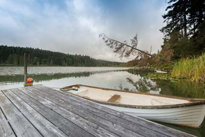 Rowboat on lake