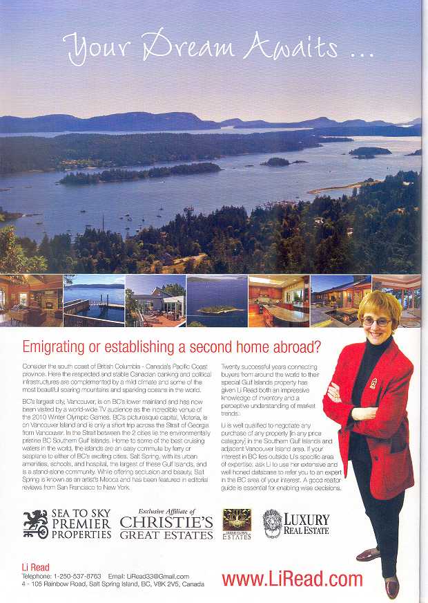 Li Read's ad in Canada Magazine